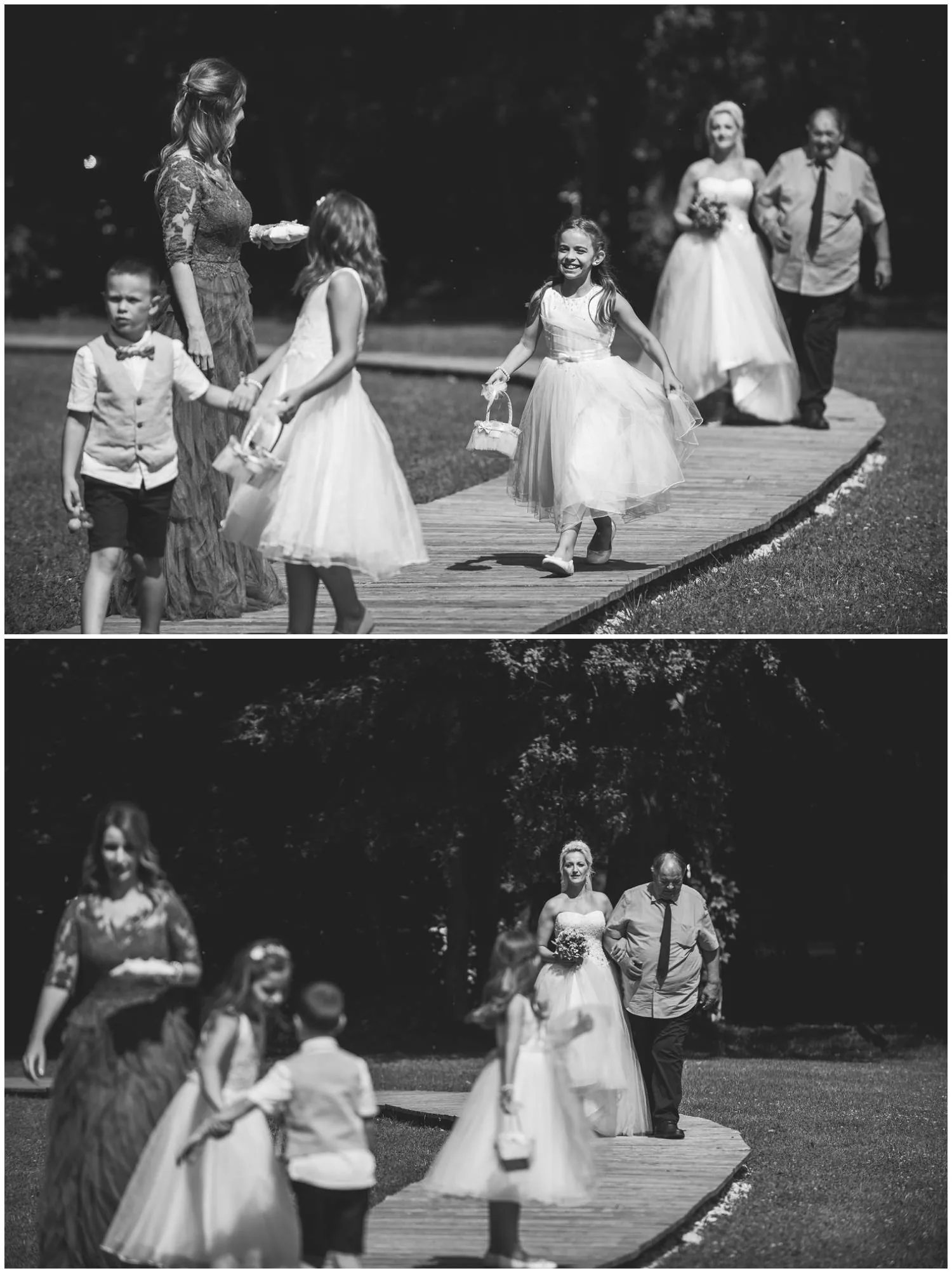 Fotografija dolaska mladenke. U pratnji je otac.