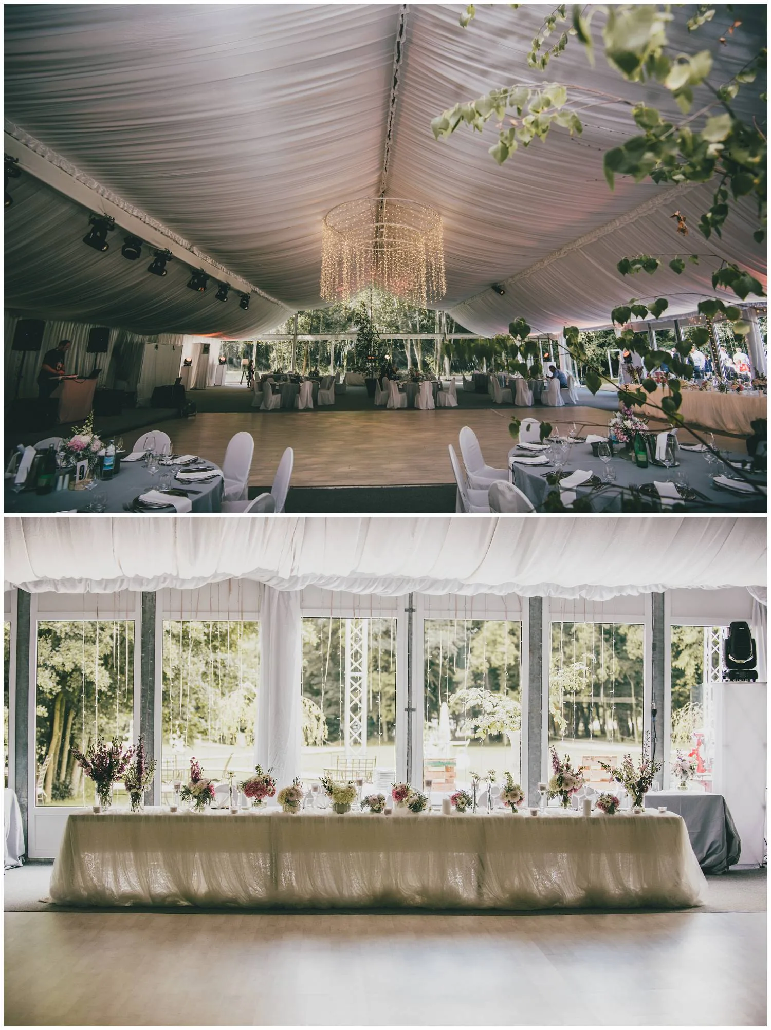 Šator na vjenčanju u Wedding Resort Corberon Woods i okićeni stol mladenaca