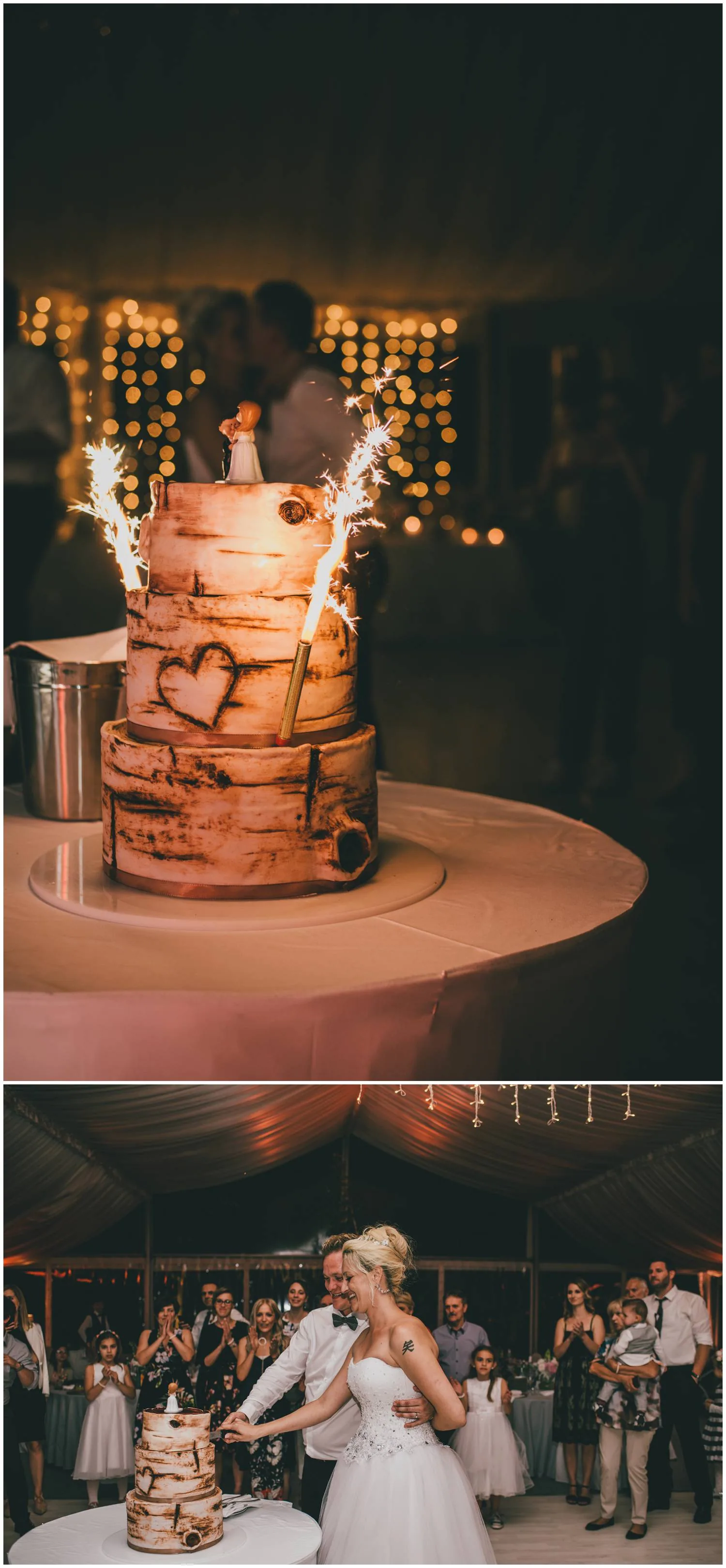 Fotografija vjenčane torte, mladenci režu tortu