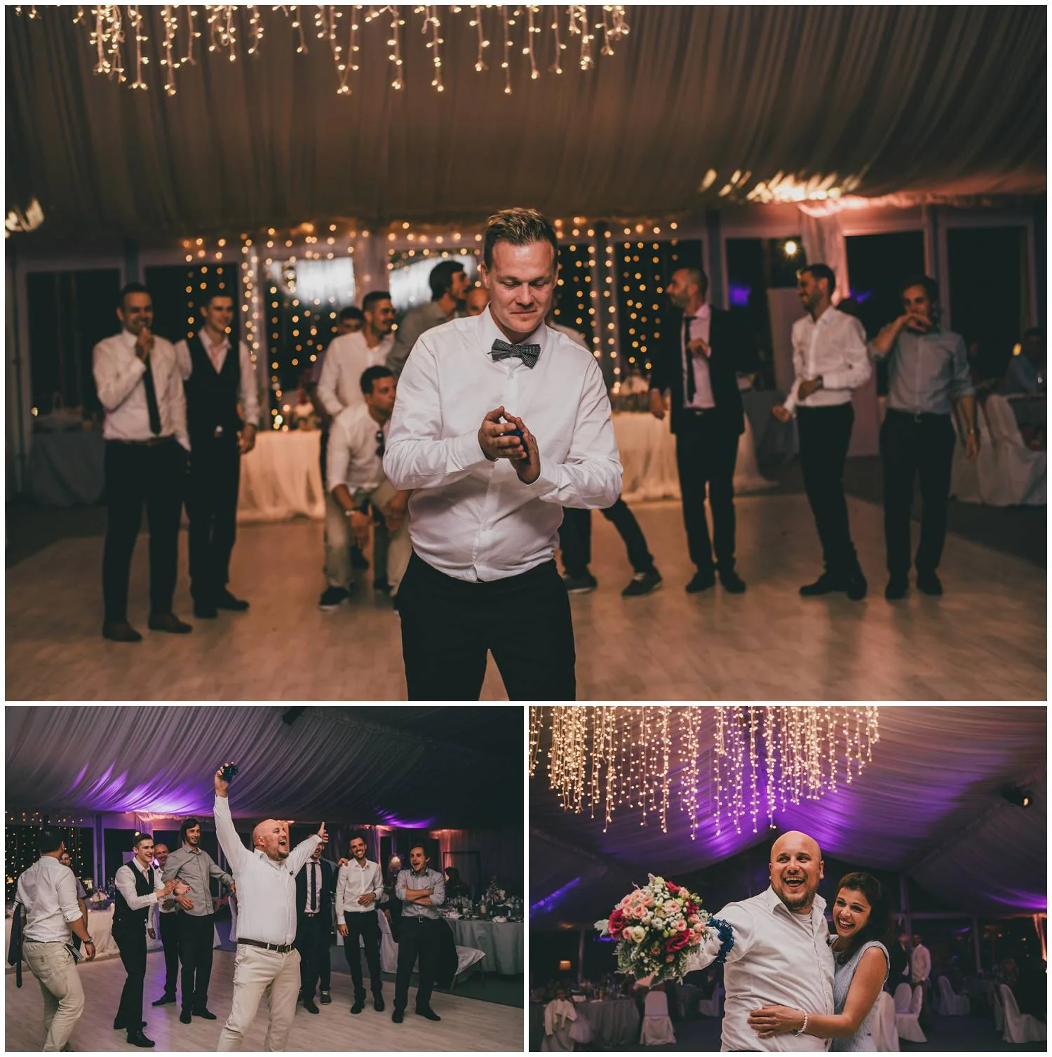Fotografiranje mladoženje kako baca podvezicu