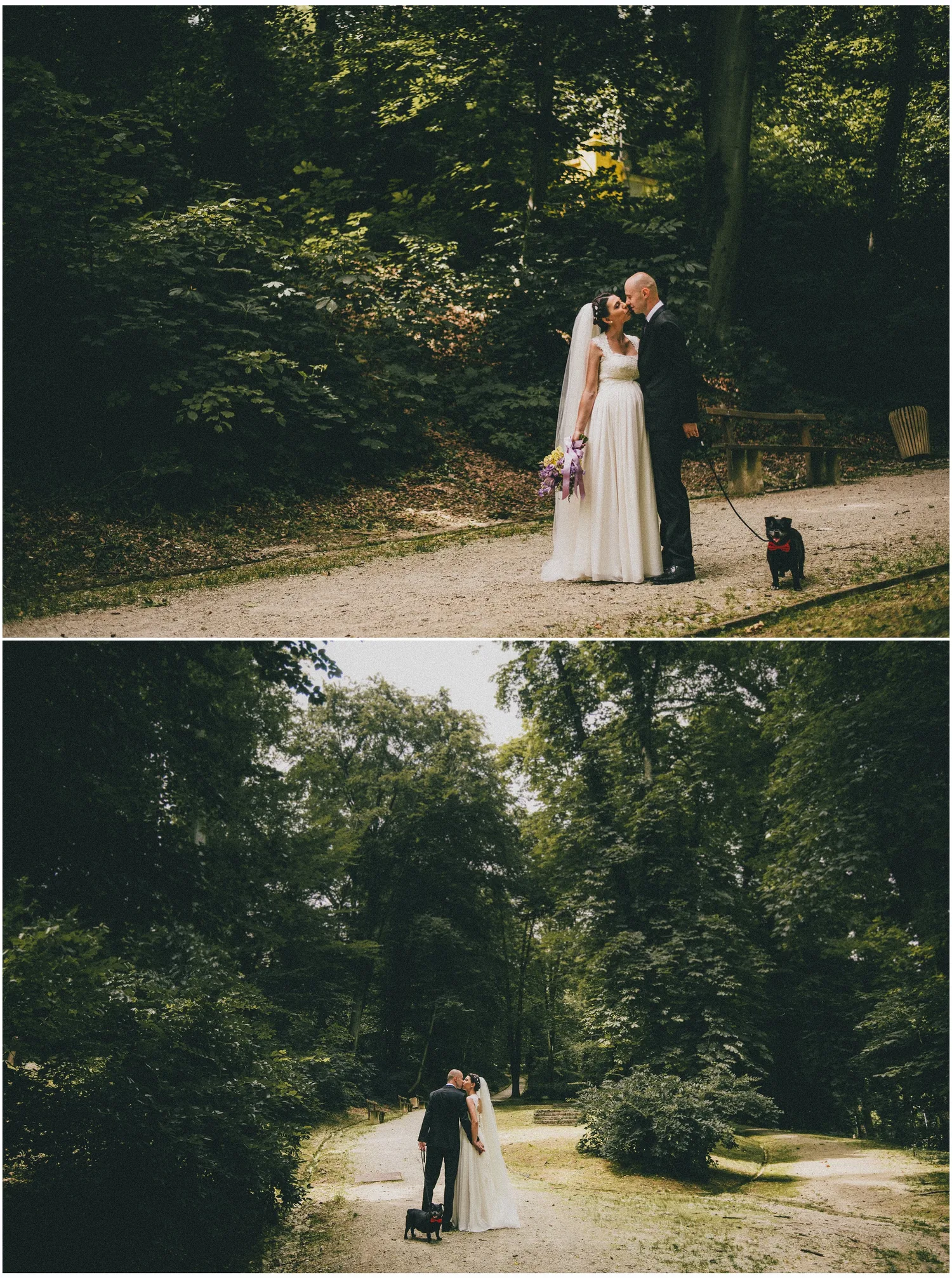 Maja i Hrvoje sa svojim psom na šumskom puteljku