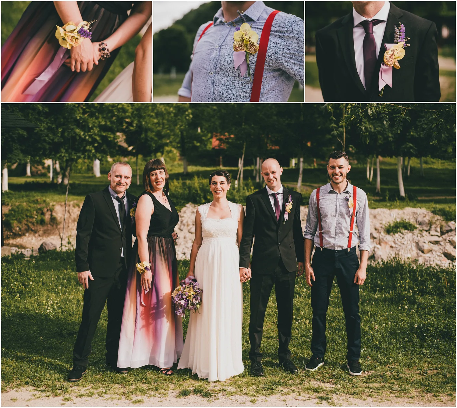 Vjenčanje na otvorenom Divlje Vode, fotografija mladenaca s kumovima