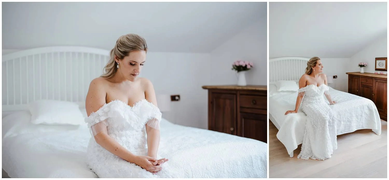 Mladenka u vjenčanici, fotosession u sobi