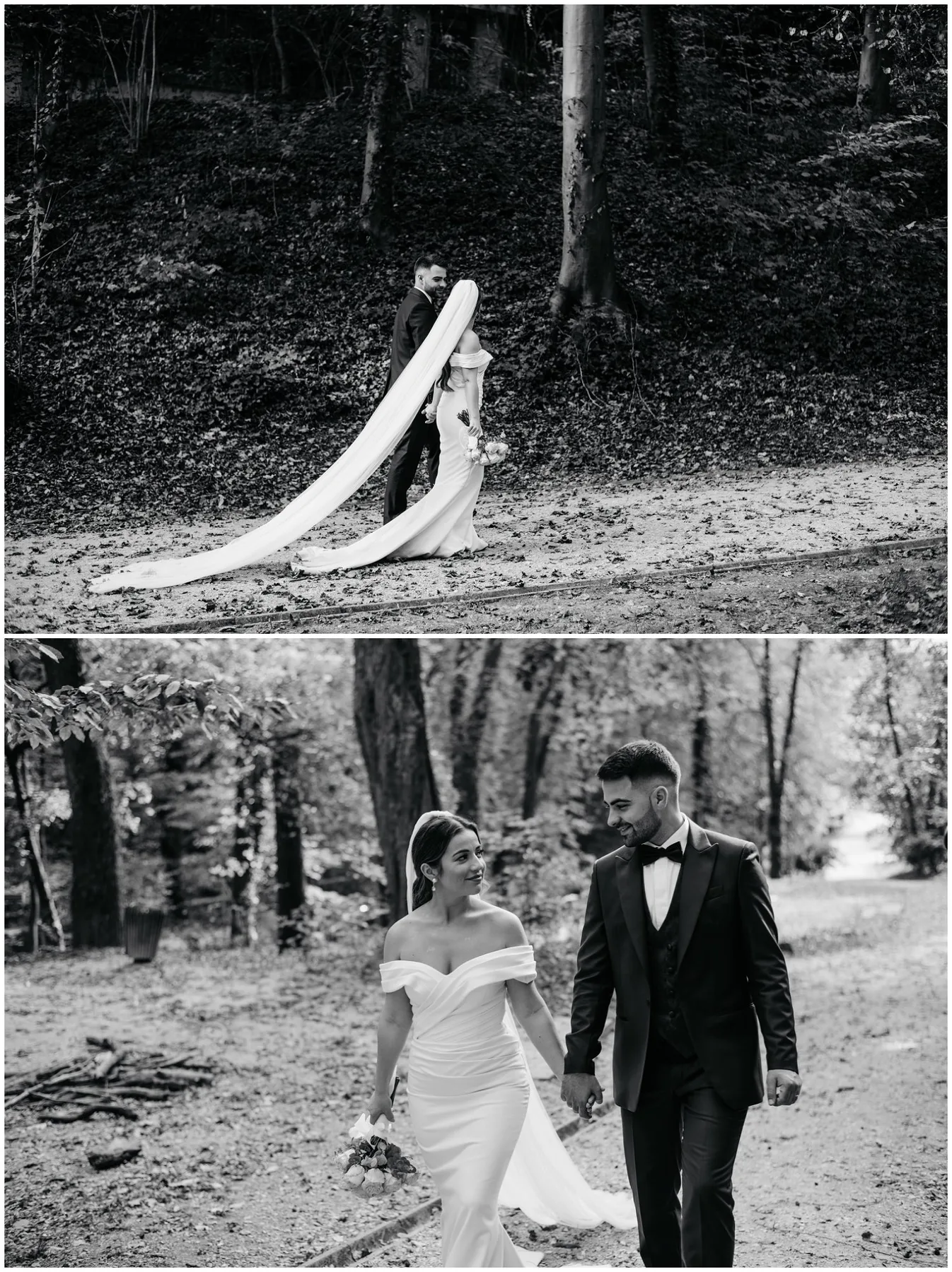 Mladenci hodaju držeći se za ruke.