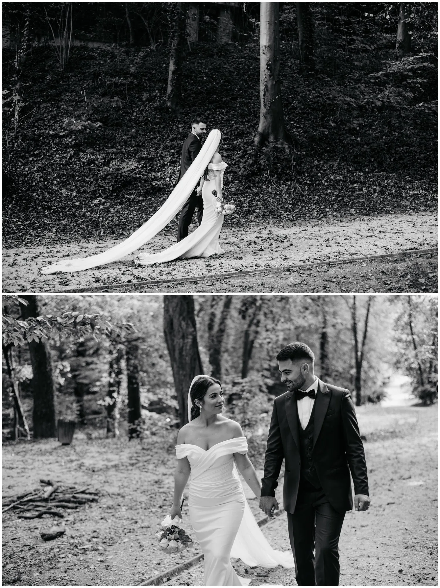 Mladenci hodaju držeći se za ruke.
