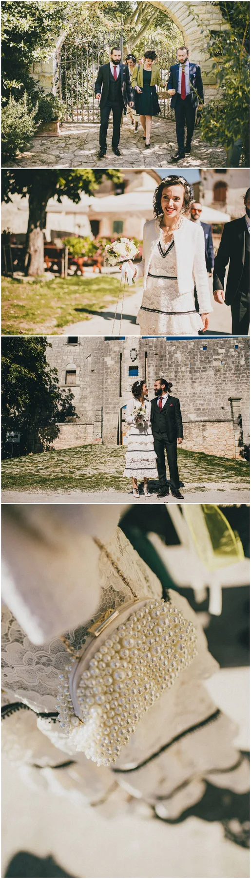 Mladenci poziraju na fotografiji s vjenčanja ispred dvorca Svetvinčenat