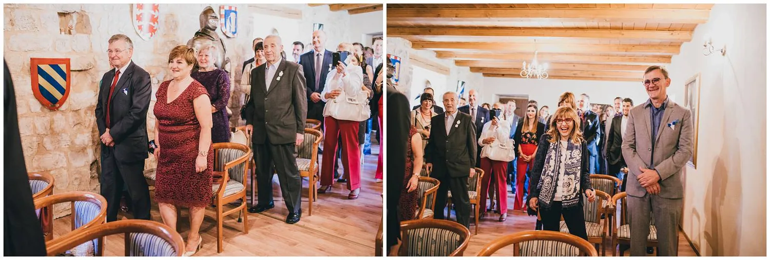 Gosti na vjenčanju, roditelji i rodbina, unutrašnjost dvorca Svetvinčenat